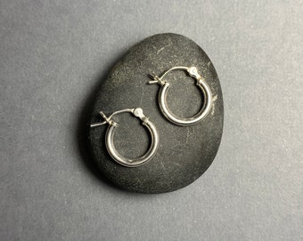 Mini Hoop Earrings of 925 Sterling Silver, 3/8” Little Hoops, Tiny Silver Hoops -15mm Hoops