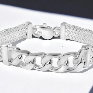 Men’s 9MM Thick Curb Bracelet in Sterling Silver 8”, Birthday Gift for Husband, Boyfriend, Son, Made in Italy
