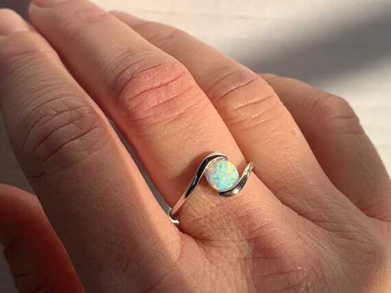 Opal Ring, Dainty Ring, October Birthstone, Opal Jewelry, Stackable Rings,  Rings for Women, Gift for Her, Gift for Mom, Gemstone Ring