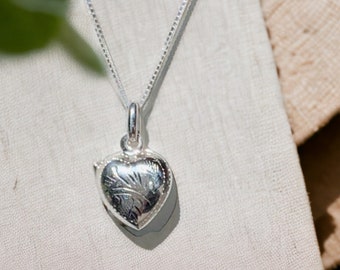 Heart Locket Necklace, Sterling Silver Locket, Real Silver Locket, Heart Locket, Mini Photo Locket, Best Friend  Locket