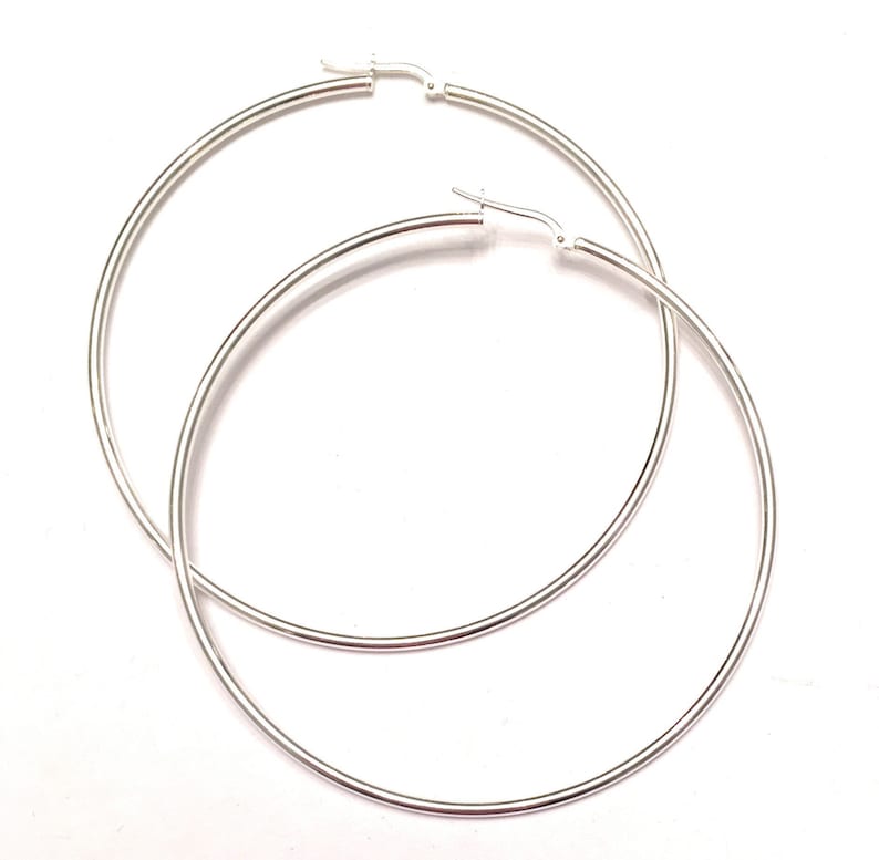 3 Inch Silver Hoop Earrings 925 Oversized Hoops Made With Etsy