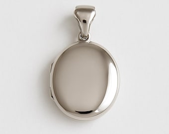 Solid Sterling Silver Oval Locket Necklace | Classic Photo Locket Holds 2 Pictures | Personal Gift for Her | Timeless Keepsake Jewelry