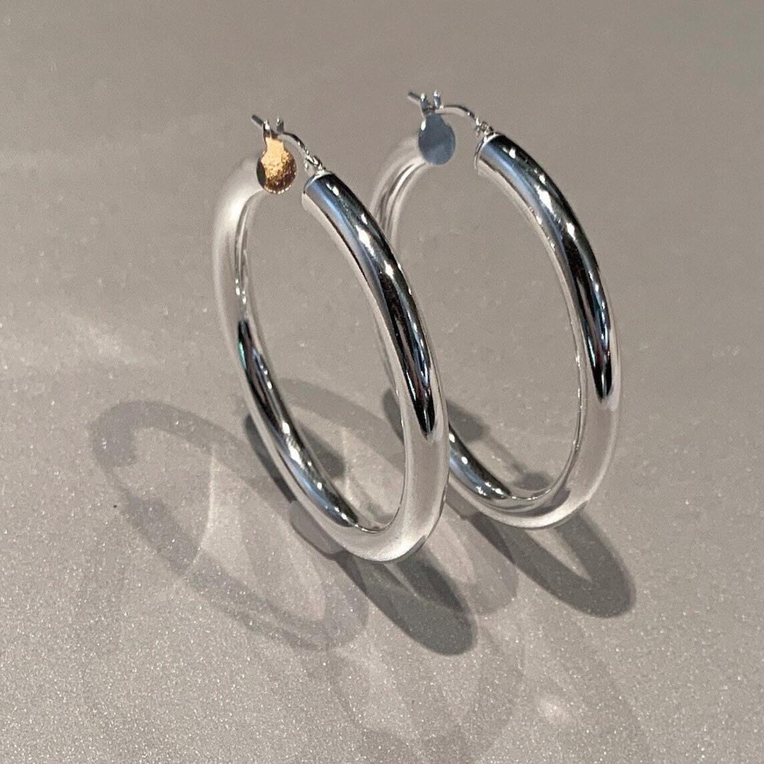 Large Silver Hoop Earrings • 925 Sterling Silver Hoops by