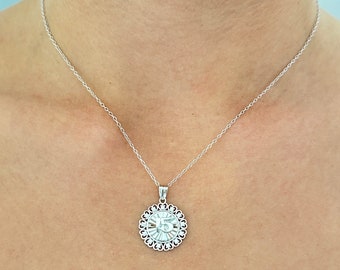 FashionJunkie4Life Collana con ciondolo in argento Sterling da 45,7 cm per donna, catenina in metallo