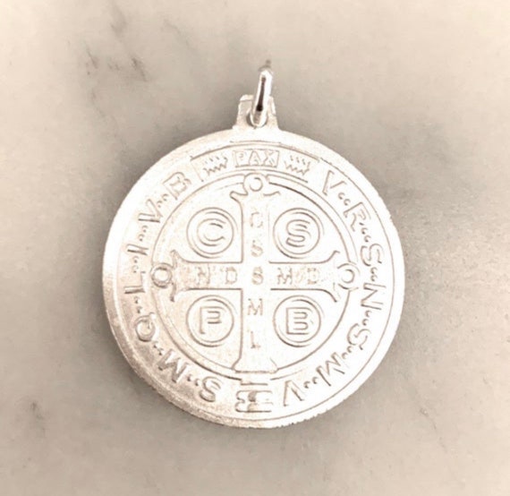 Elegantes 925 Silber Saint Benedict Medaillon Anhänger Halskette