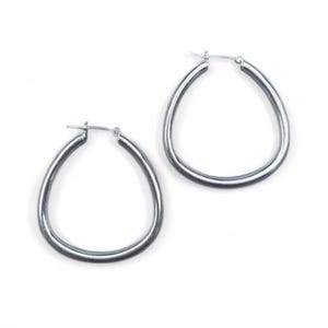 Thin Teardrop Shaped 925 Sterling Hoops  - Gift for Her