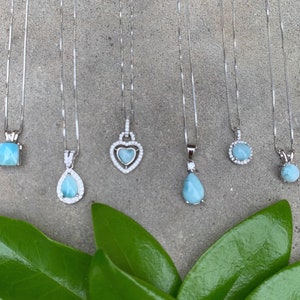 Larimar Necklace Gift for Wife • Sterling Silver Necklaces for Women • 14” 16”  18” 20” 22”, Sterling Silver Pendant Necklace •Gifts for Her