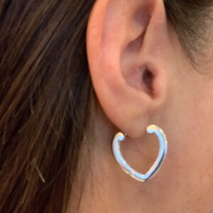 Heart Hoop Earrings in Sterling Silver, 25MM Hoop Gift for Her, Jewelry Mothers Day Gift
