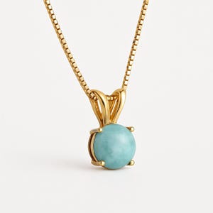 Genuine Larimar Necklace Gold, Gift for Her, Larimar Jewelry, Dainty Minimalist Larimar Pendant Necklace, Small Larimar Stone Necklaces