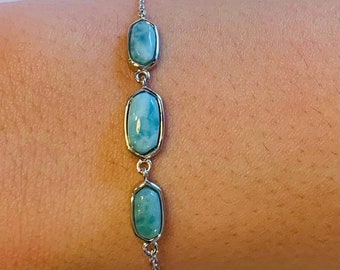 Sterling Silver Larimar Bracelet  • Carribean Ocean Themed Jewelry