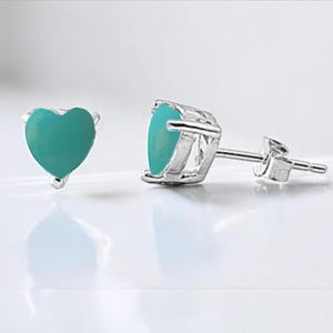 Turquoise Heart Earrings Sterling Silver,  Gift for Her