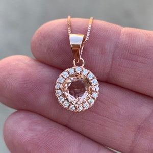 Rose Gold Necklace with Morganite, Best Friend Gift, Bridesmaid Gifts, Necklaces for Women
