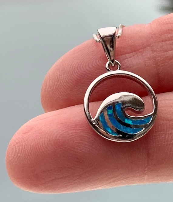 Sterling Silver Created Blue Opal Inlay Dolphin 21mm Pendant Sterling Silver Created Blue Opal Inlay Dolphin 21mm Pendant
