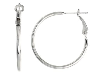 925 Sterling Silver Lever Back Hoop Earrings, 2mm Tube - 3 Sizes