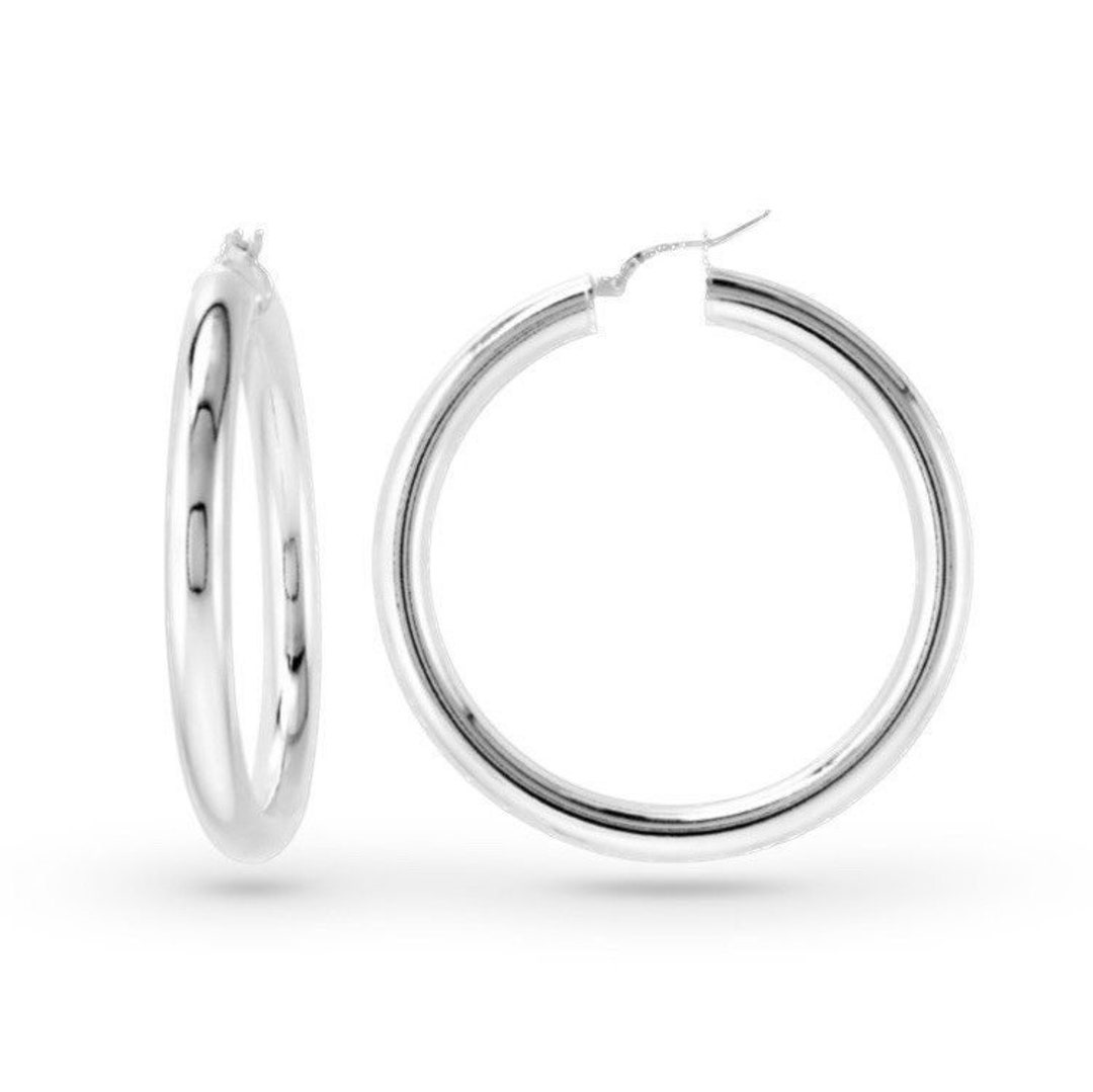 Extra Large Sterling Silver Hoop Earrings 925 Thick Hoops Italian