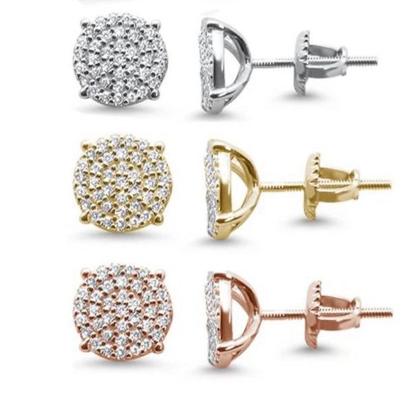 Classic Pave Stud Earrings - CZ Posts - Dainty Sparkly Earrings - 925 Sterling Silver Setting and Screw Back