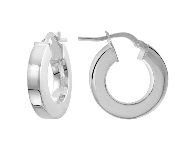 Small Square Tube Gold Hoop Earrings 20mm in Gold or