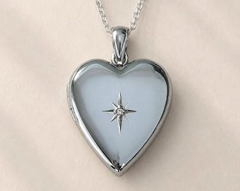 Heart Locket Silver, Photo Locket Necklace, Gift for Her, Memory Jewelry