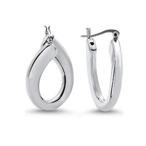Sterling Silver Chunky Hoops - Front Facing Silver Hoop Earrings  - Mothers Day Gift - Thick Plain Hoopd