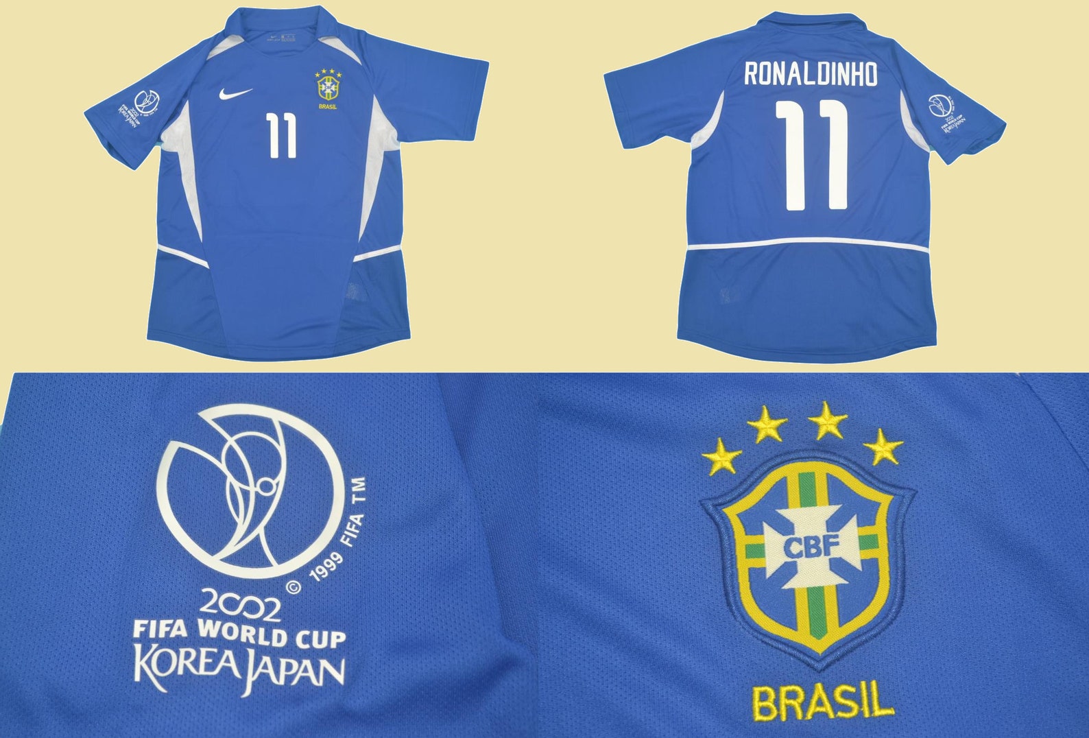 Brazil 2002 blue ronaldinho jersey shirt brasil 2002 world cup | Etsy