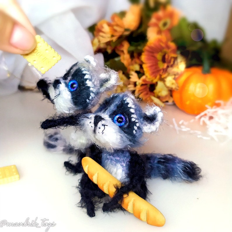 Raccoons Toys Handmade Miniature Stuffed Animals. Two Raccoons Etsy