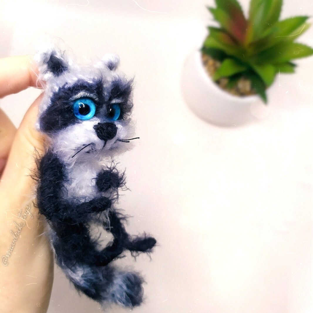 Raccoons Toys Handmade Miniature Stuffed Animals. Two Raccoons Etsy