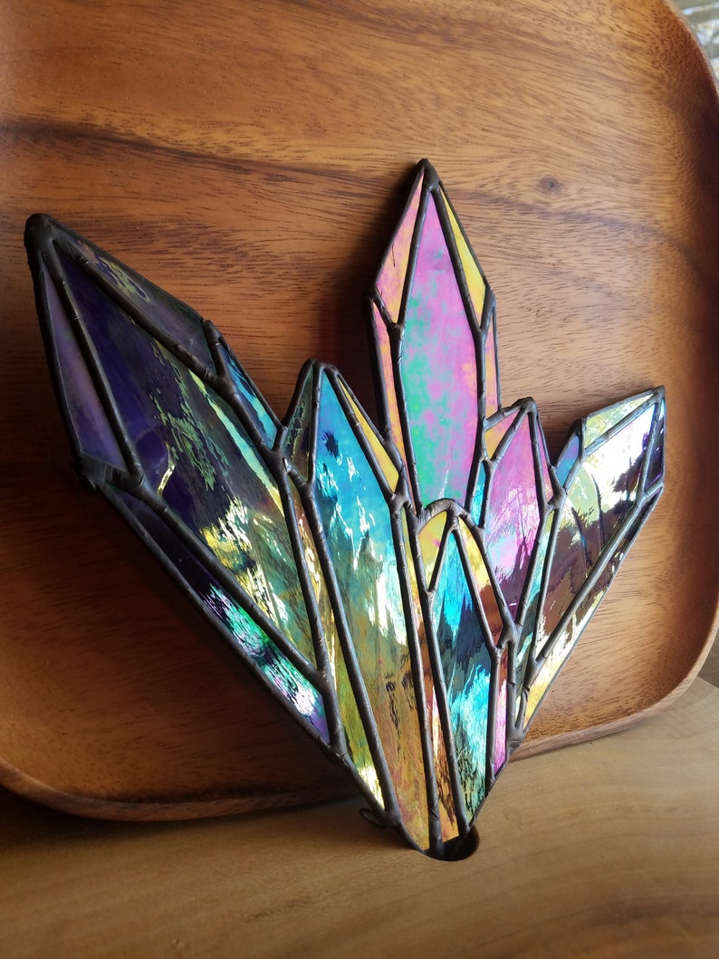 Stained Glass Purple Iridescent Crystals stained glass Etsy