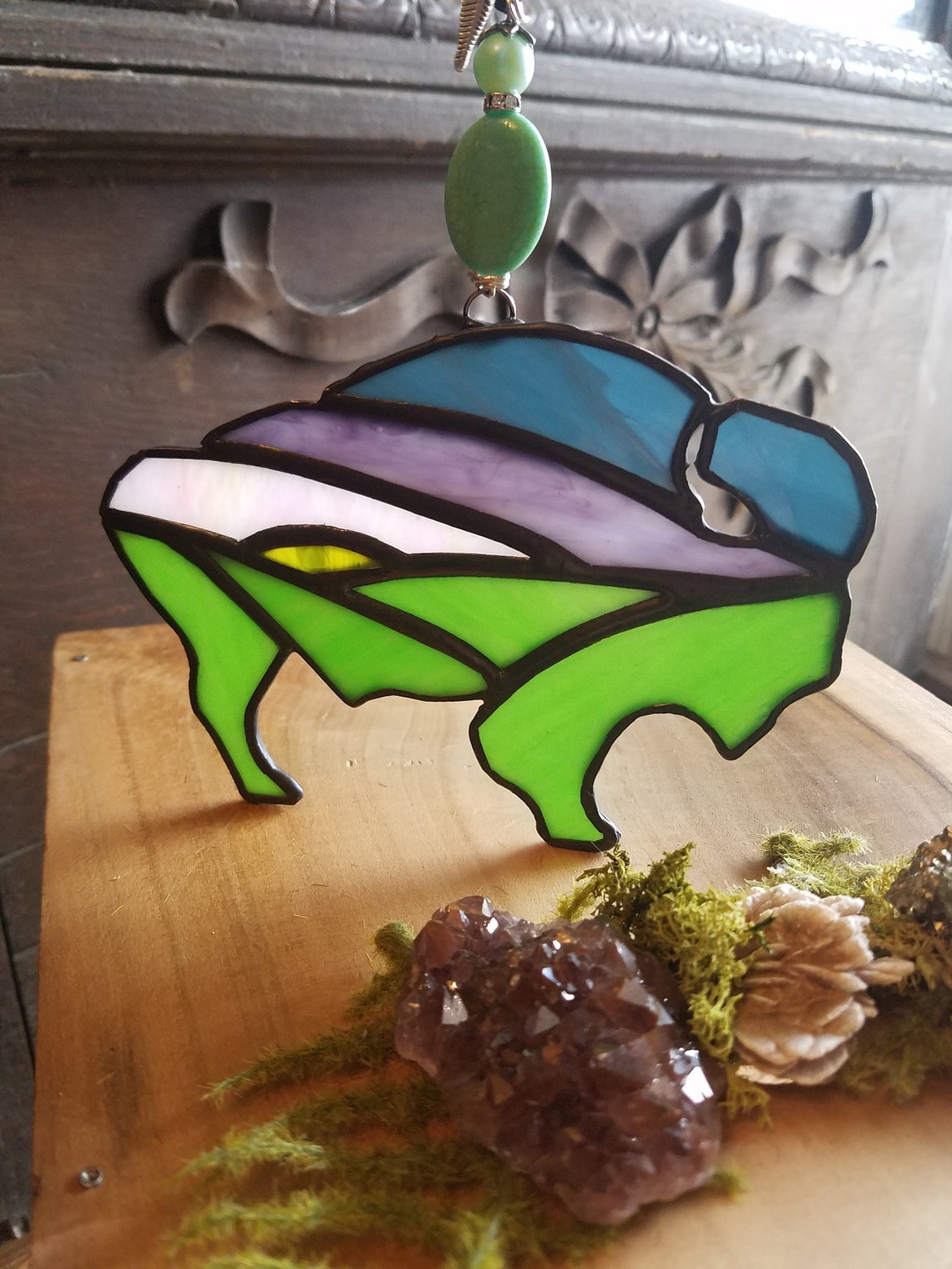Stained Glass Buffalo Sunset Buffalo Bison North American Etsy