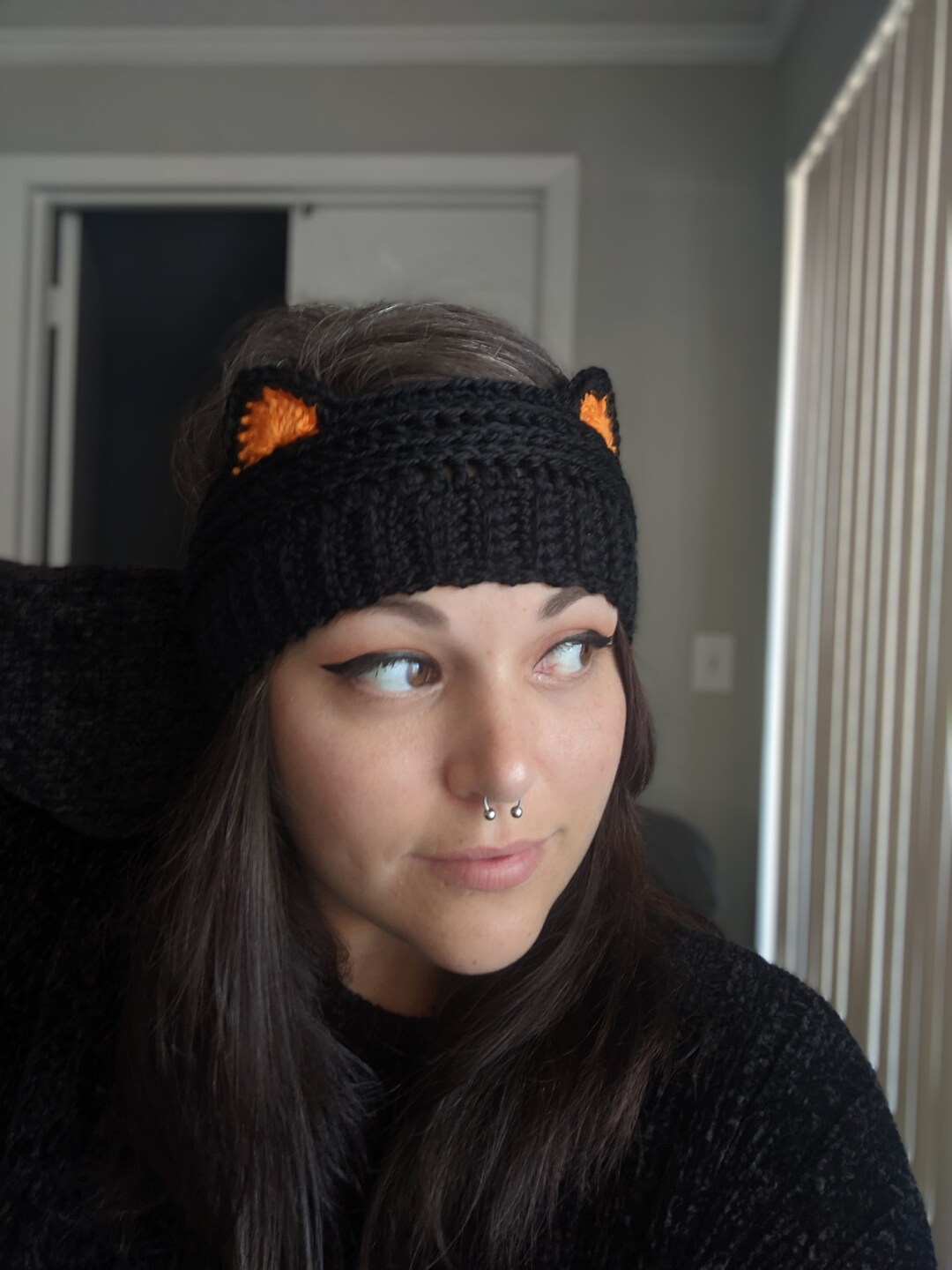 Cat Ear Headband Crochet Ear Warmer Halloween Cat Ears Etsy