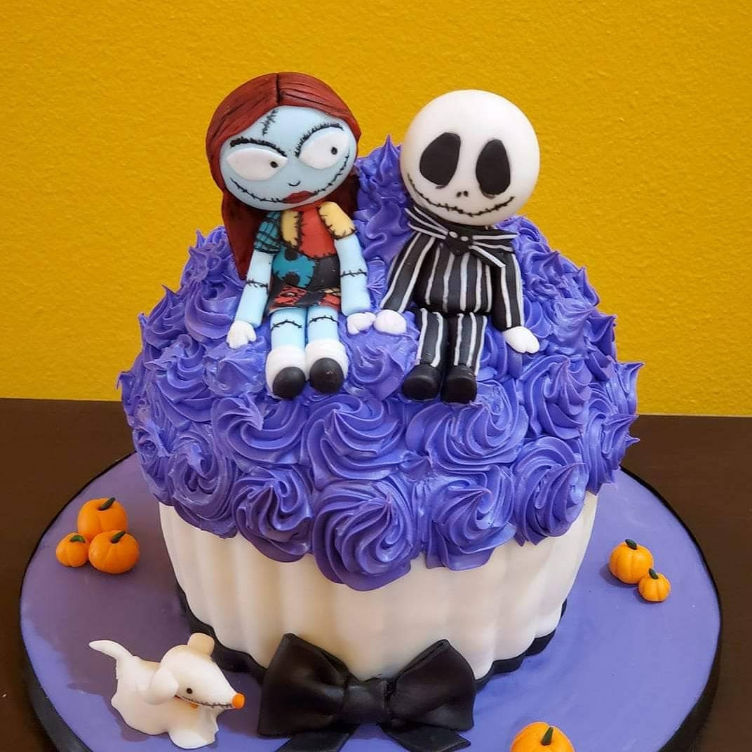 Jack and Sally Nightmare Before Christmas Bikers Motorcycle Simply Meant to Ride Wedding Anniversary Cake Topper 