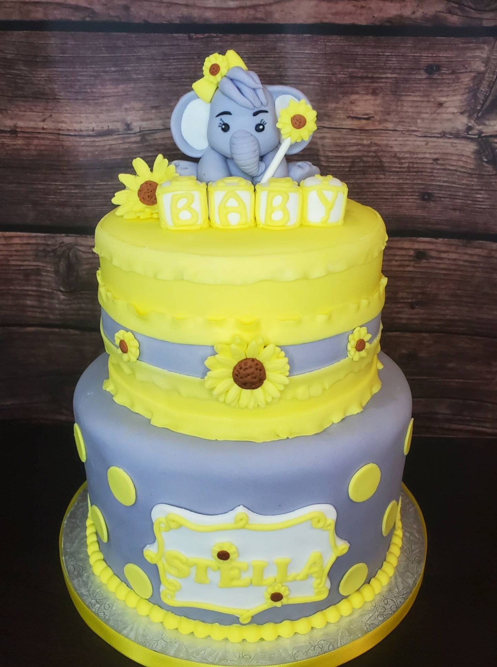 Elephant Sunflower Fondant Cake Topper Etsy