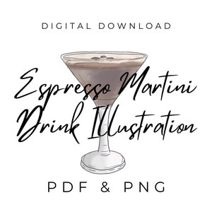 Espresso Martini Digital Download, Wedding Drink, Wedding Bar Sign, Wedding Signature Drink, Espresso Martini Illustration, DIY Drink Sign