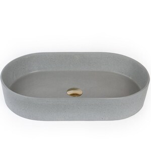 Concrete Vessel Sink, Handmade, Gray Round/Oval Design, Sleek and Modern Washbasin with 3/8" Thick Exterior Wall.