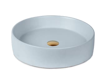 Concrete Vessel Sink, Handmade, Round Bowl Design, Sleek and Modern Washbasin for Bathroom Miami