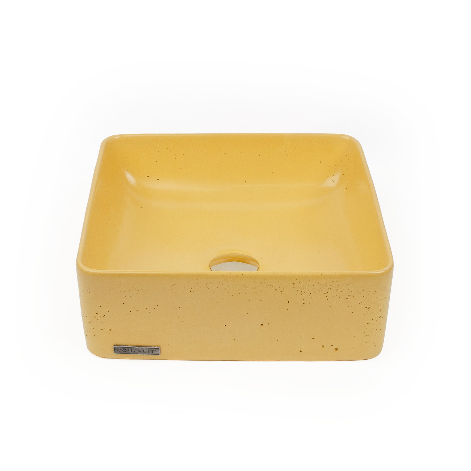 Concrete Vessel Sink Handmade Mustard Square Design Sleek Etsy