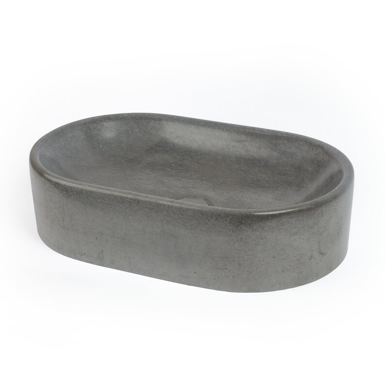 Concrete Vessel Sink Handmade Gray Round/oval Design Sleek Etsy