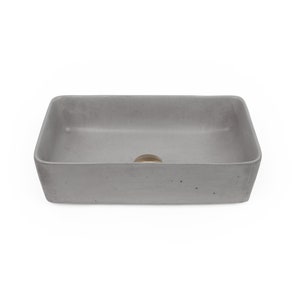 Concrete Vessel Sink, Handmade, Small Stone Rectangle Design, Sleek and Modern Washbasin for Bathroom.