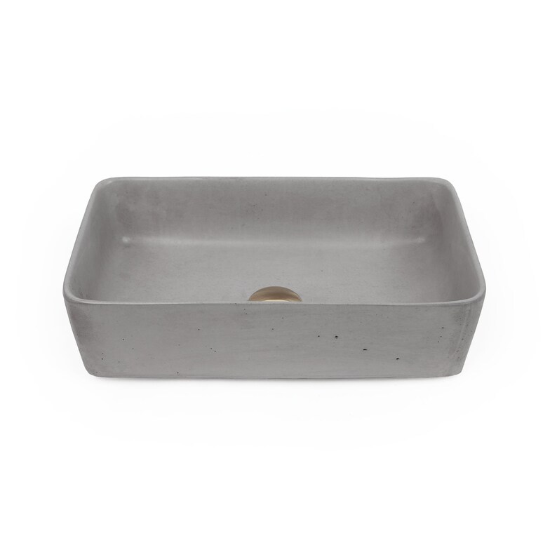 Concrete Vessel Sink Handmade Small Stone Rectangle Design Etsy