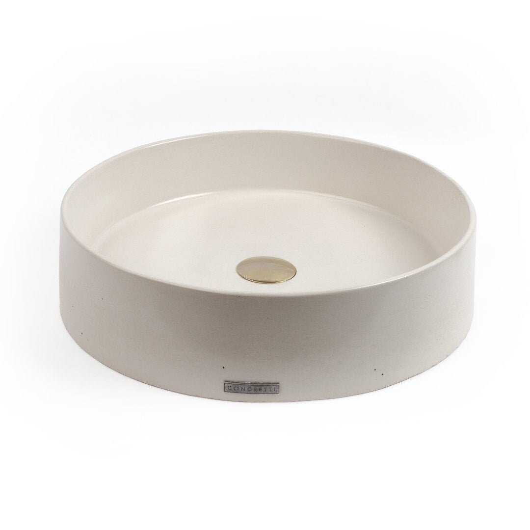 Concrete Vessel Sink Handmade White Round Bowl Design Sleek Etsy