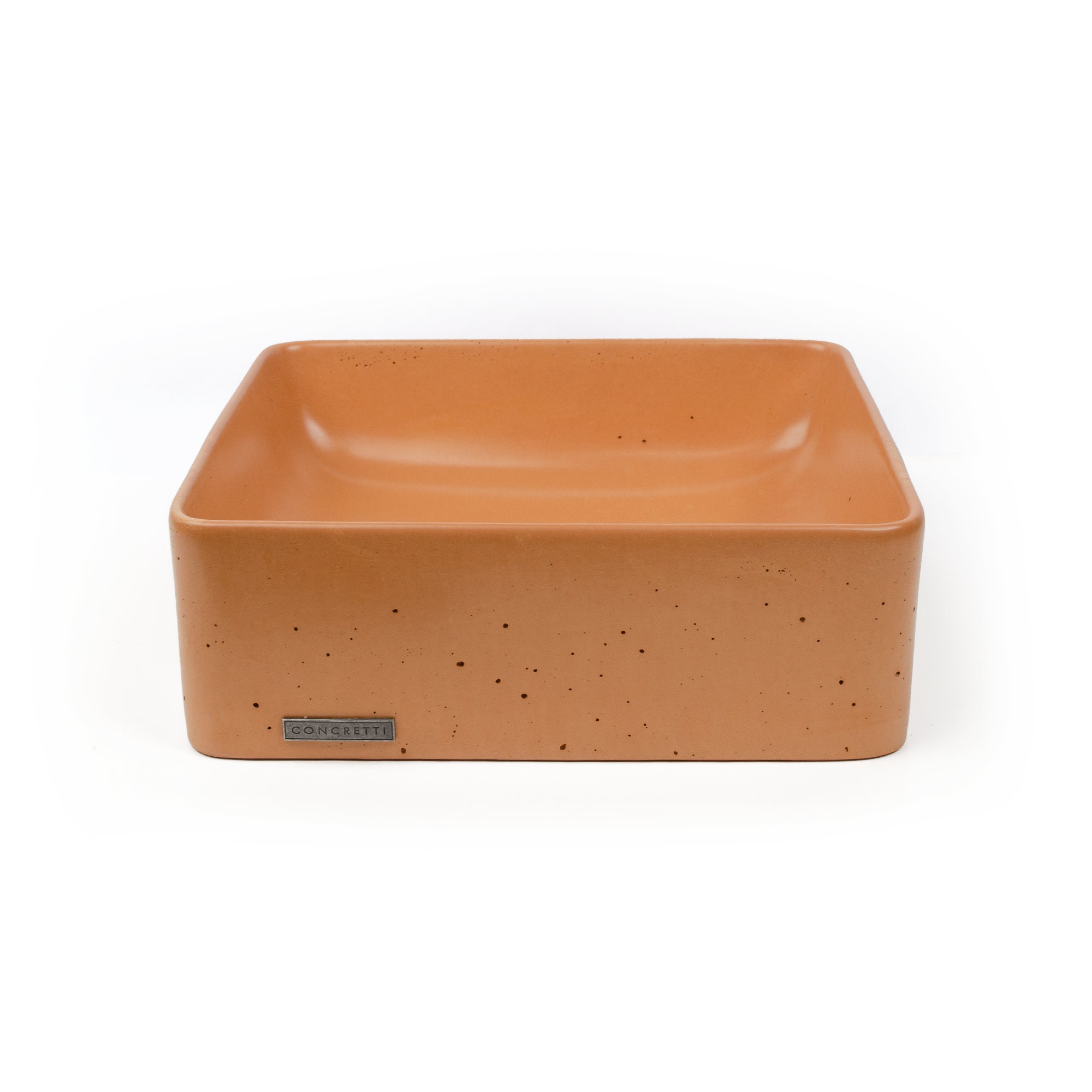 Concrete Vessel Sink Handmade Tangerine Square Design Sleek Etsy