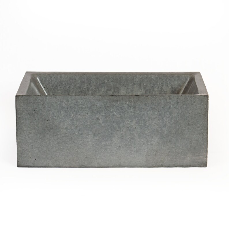 Concrete Vessel Sink Handmade Small Black Rectangle Design Etsy