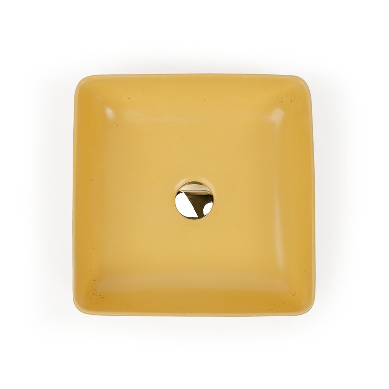 Concrete Vessel Sink Handmade Mustard Square Design Sleek Etsy