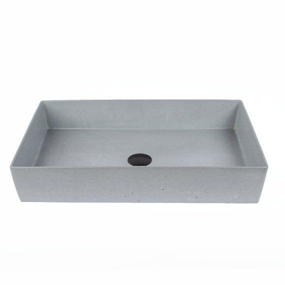 Concrete Vessel Sink Handmade Rectangle Design Sleek and Etsy
