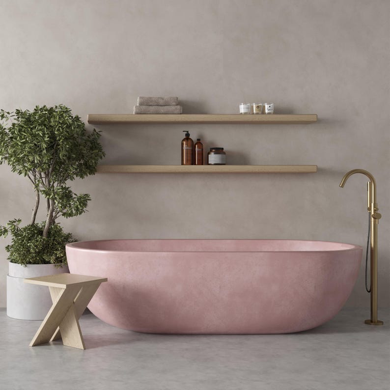 Concrete Bathtub, Handcrafted Concrete Tub, Variety of 17 Different Colors, Indoor & Outdoor Use Maui image 2