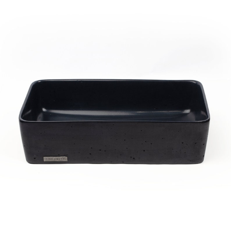 Concrete Vessel Sink Handmade Small Licorice Rectangle Etsy