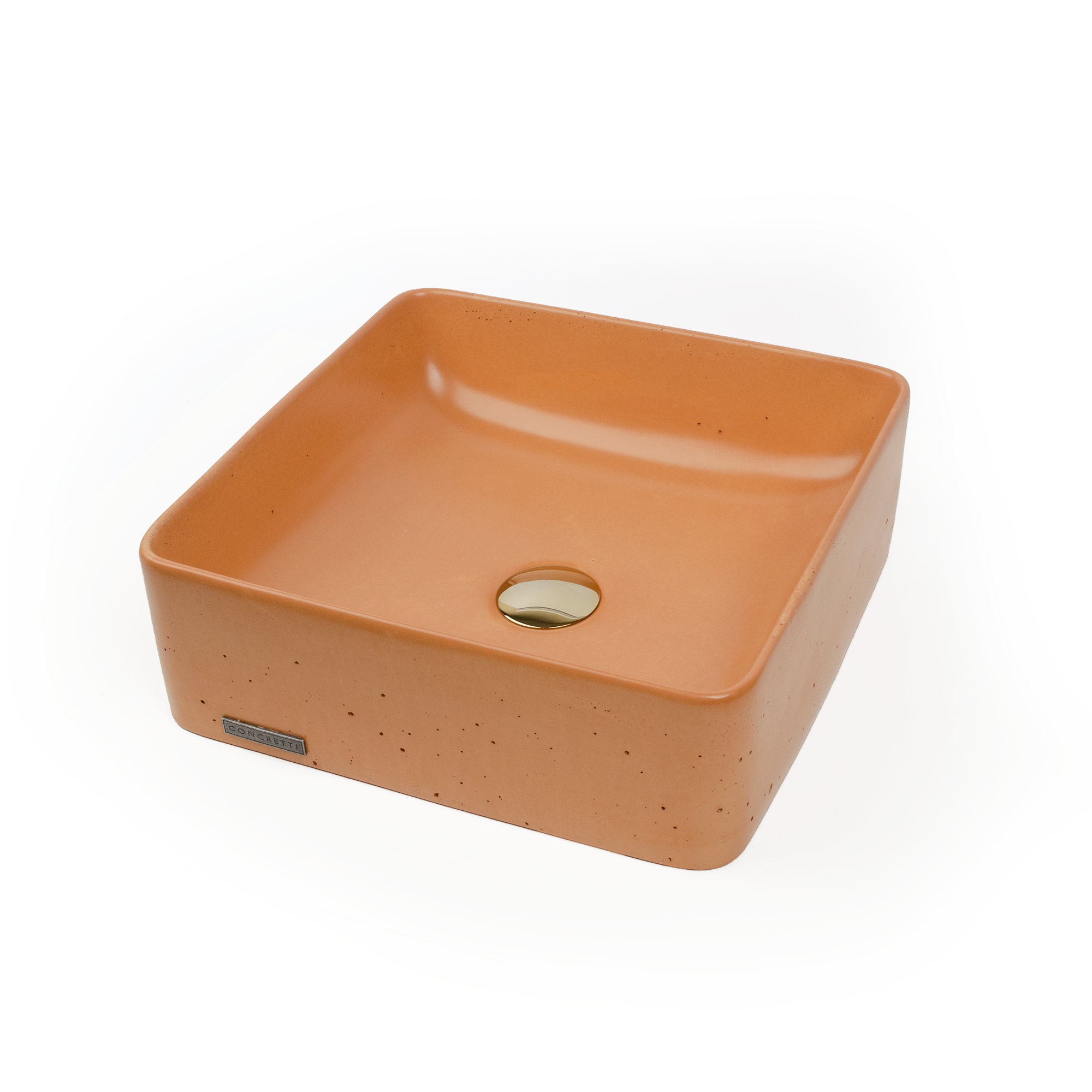 Concrete Vessel Sink Handmade Tangerine Square Design Sleek Etsy