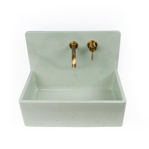 Concrete Wall Mounted/Console Sink, Large, Pistachio Handmade, Modern Washbasin for Bathroom.