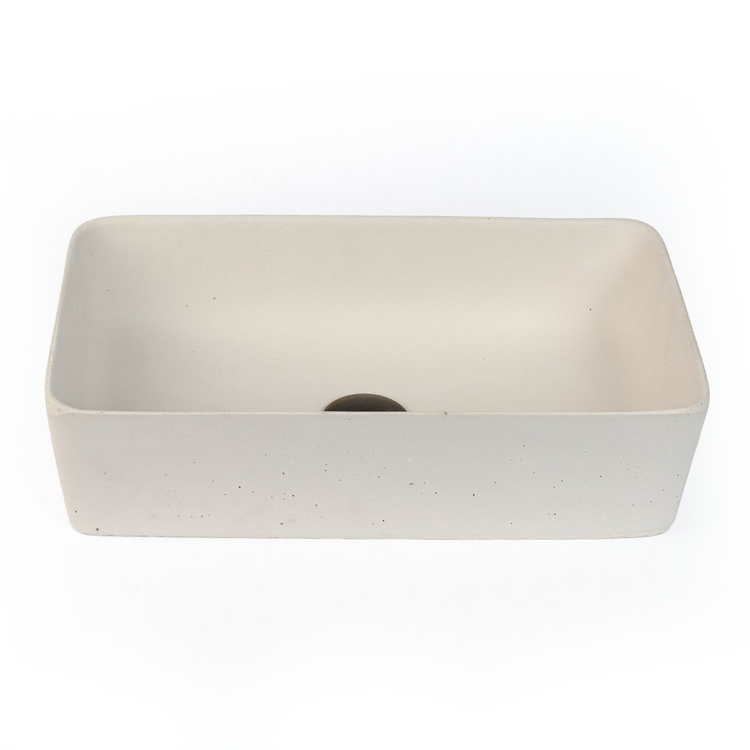 Concrete Vessel Sink, Handmade, Small Rectangle Design, Sleek and