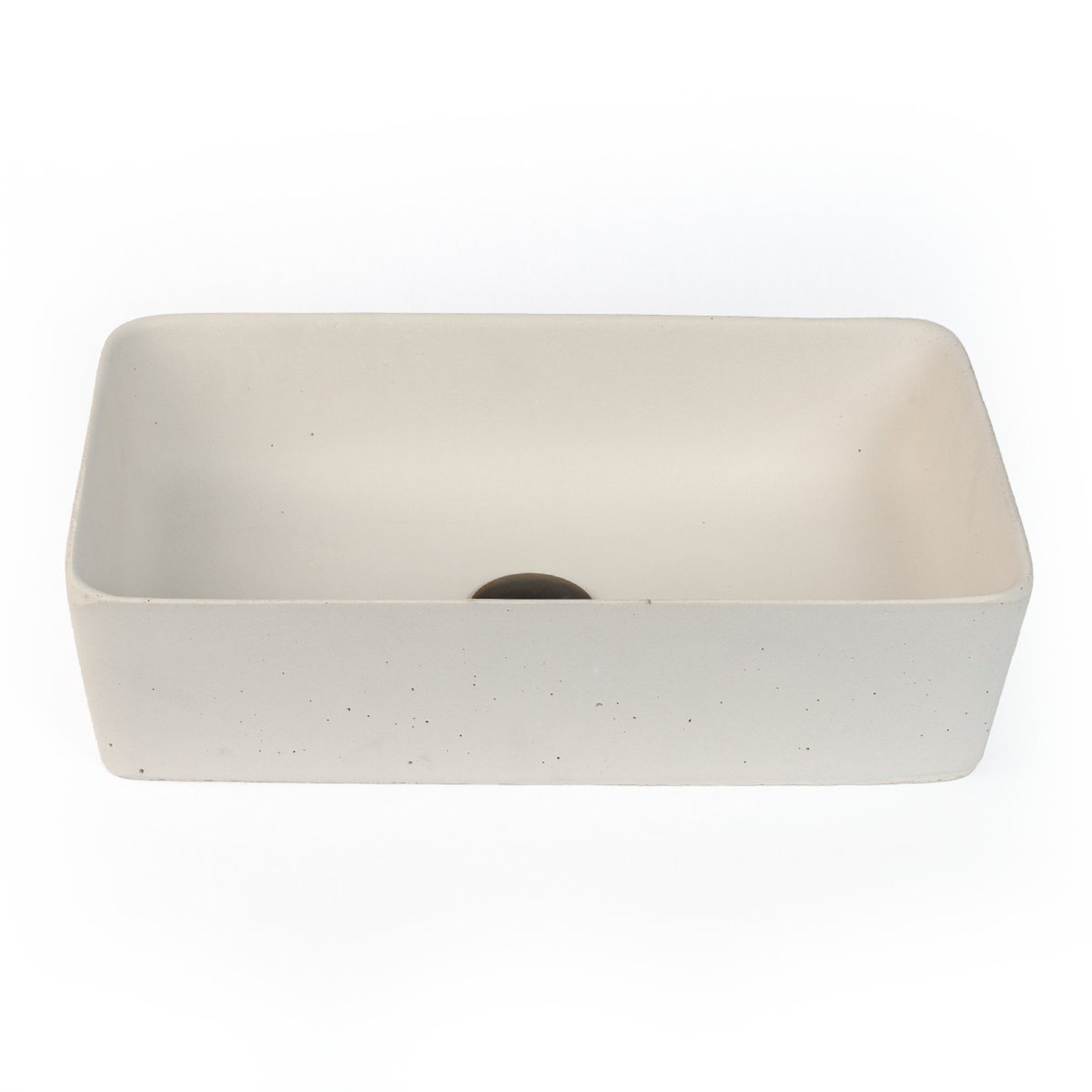 Concrete Vessel Sink Handmade Small White Rectangle Design Etsy