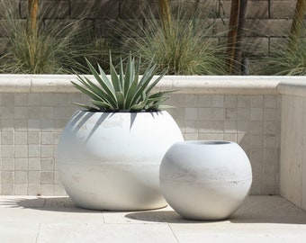 Large Concrete Planters, Indoor/Outdoor, Colorful Pot, Medium, Large, Round Design, Variety of 17 Different Colors, 13", 18"